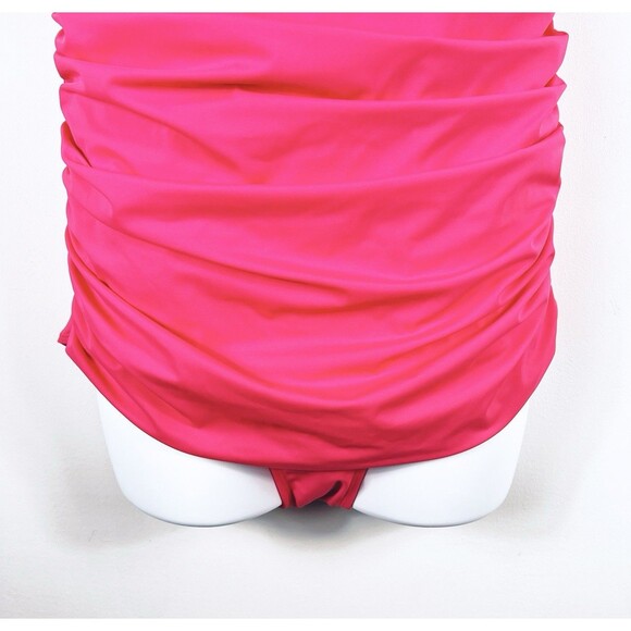 Catherines Size 20W One Piece Swimsuit Hot Pink Ruched Padded Slimming NEW *READ - Picture 3 of 11